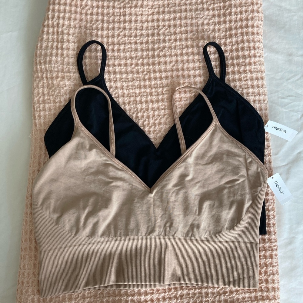 GAP Beige and Black Seamless Bralette Bundle
